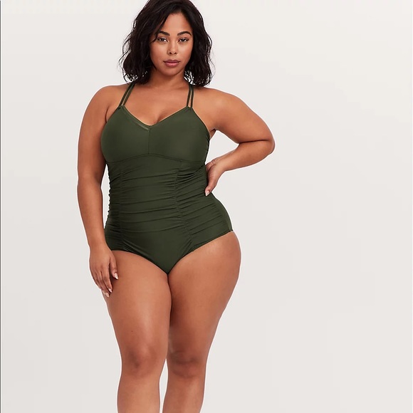 torrid Other - Torrid Green Ruched One Piece Swimsuit